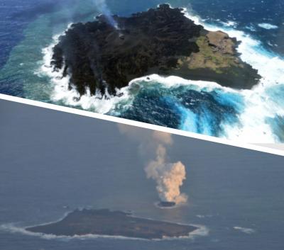 Una illa japonesa augmenta cinc vegades la seva grandària després d'una erupció volcànica